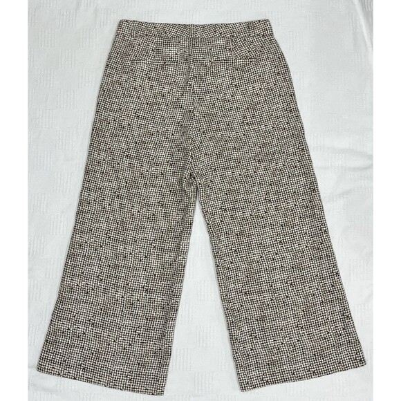 Banana Republic Blake Crop Pants Womens 6 Tan White Flat Front Wide Leg RN54023 - Picture 2 of 4